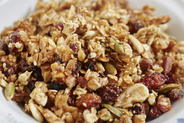a bowl of home made granola