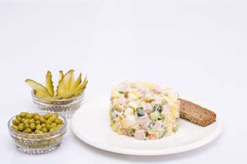 Russian traditional salad on the table