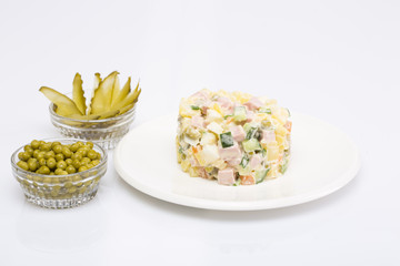 Russian traditional salad on the table
