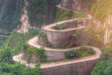 winding and curves road in Tianmen mountain national park, Hunan