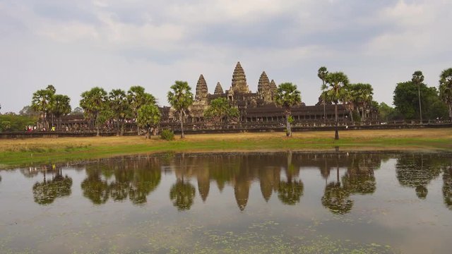 Angkor Wat temple in Siem Reap, Cambodia, shooting in motion 4k

