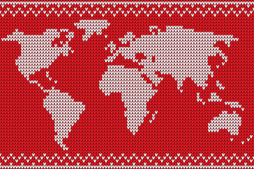 Vector world map lovely knitting style - 129556292