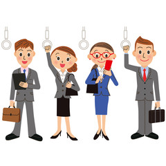 電車に乗ってる会社員