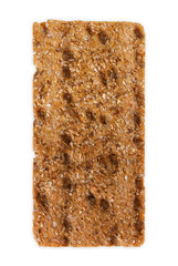 Slice of whole grain crispy rye bread isolated on white