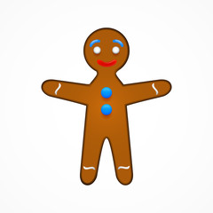 Gingerbread man isolated on white, vector