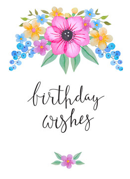 Greeting card with watercolor flowers.
