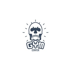 Skull Gym Fitness Vector Logo Design Template