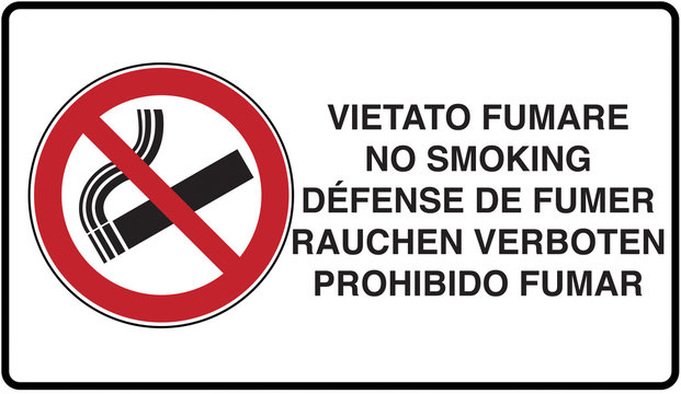 vietato fumare in cinque lingue