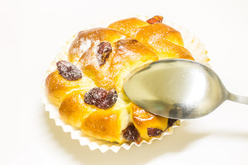 Berries Bread on white background