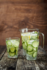 Detox water with cucumber and lemon .