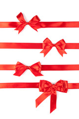 set of red ribbon satin bows