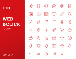 Pack of line web icons.