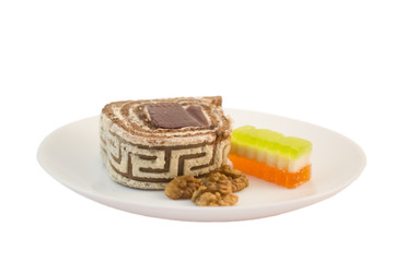 Cake with cream and marmalade