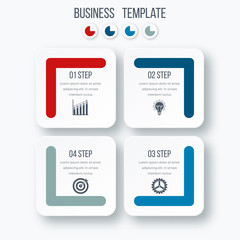 Obraz premium Infographics template four options with square