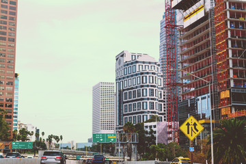 Downtown Los Angeles in vintage tone