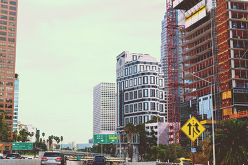 Fototapeta premium Downtown Los Angeles in vintage tone