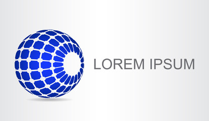 Logo of a stylized sphere with abstract shapes