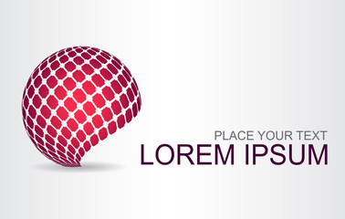 Logo stylized spherical surface with abstract shapes