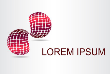 Logo stylized spherical surface with abstract shapes