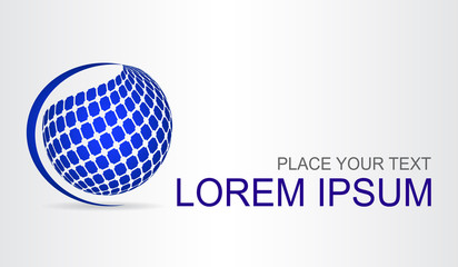 Logo stylized spherical surface with abstract shapes