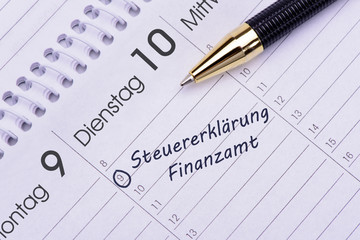Steuererklärung für Finanzamt  Termin im Kalender