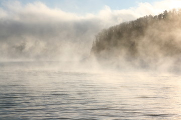 Freezing fog hanging over the Bay.