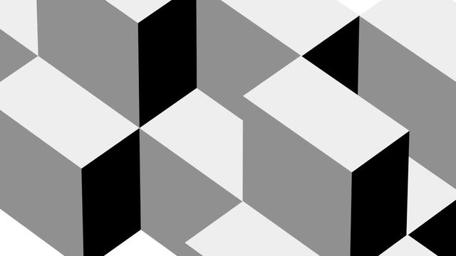 Black and White Background loop of moving cubes.Abstract Motion Seamless Loop 4K