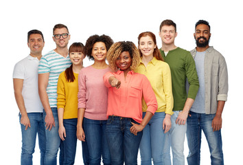 Obraz premium international group of people pointing on you