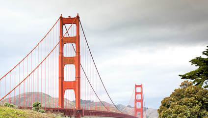 Golden Gate Bridge in a rainy day