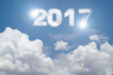  2017 clouds on blue sky happy new year concept
