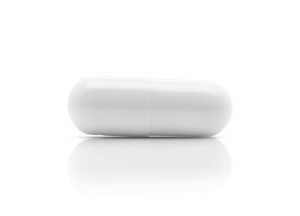 white medicine capsule isolated on white background