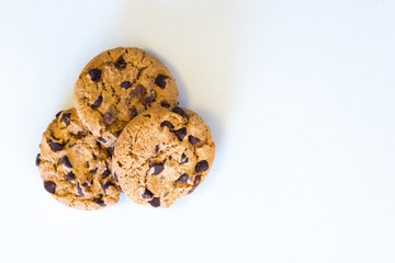 Chocolate chip cookie on isolated white background