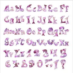 Stickers muraux Licornes Lettres de l& 39 alphabet orchidée sur fond blanc