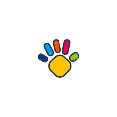 Fototapeta na wymiar Abstract Colorful Kids Hand Vector Logo Design Element