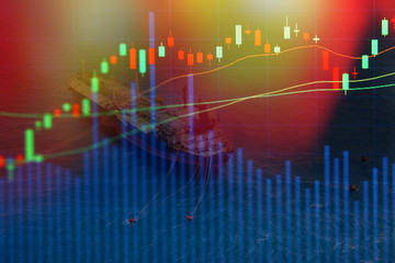 Power and energy concept with stock market data on display.