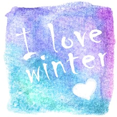 Abstract Winter Vector Hand-Drawn Watercolor Background.