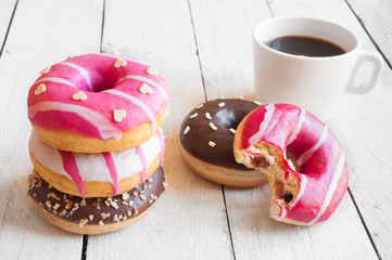 Coffee with donuts for breakfast