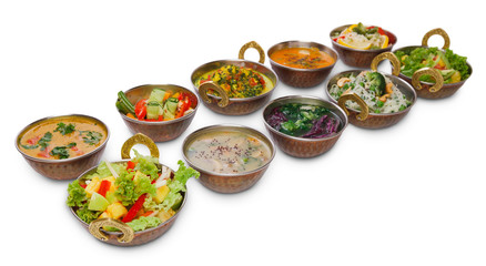 Vegan and vegetarian indian cuisine hot spicy dishes