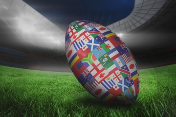 Composite image of rugby world cup international ball