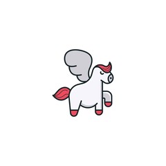 Cute Pegasus Vector Logo Design Element