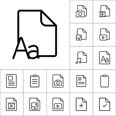 thin line grammar, letter file, icon on white background, docume