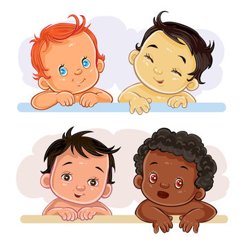 Illustrations little children of different nationalities