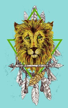 sketch illustration lion