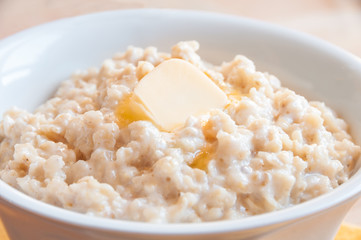 Oatmeal with melting butter