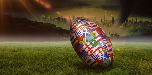 Composite image of rugby world cup international ball