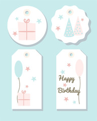 Set of Birthday Party Tags