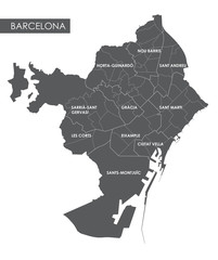 Naklejka premium Vector map Barcelona district
