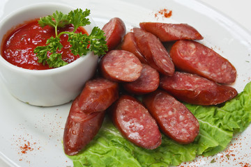 chopped sausages