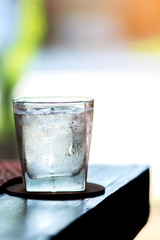 Glass of Water on Wood Table