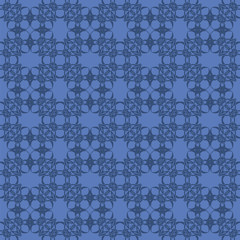 Blue Ornamental Seamless Line Pattern. Endless Texture. Oriental Geometric Ornament